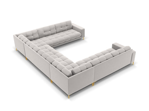 Cosmopolitan Design Panoramische bank Bali 9-zits, flueel, geld - 256x327x75cm