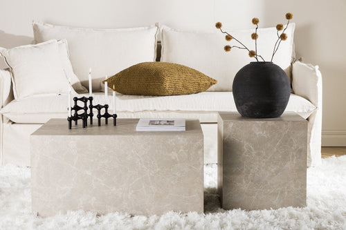 Rebellenclub Salontafel Tusani - 80 x 60 cm - Beige Marmerlook
