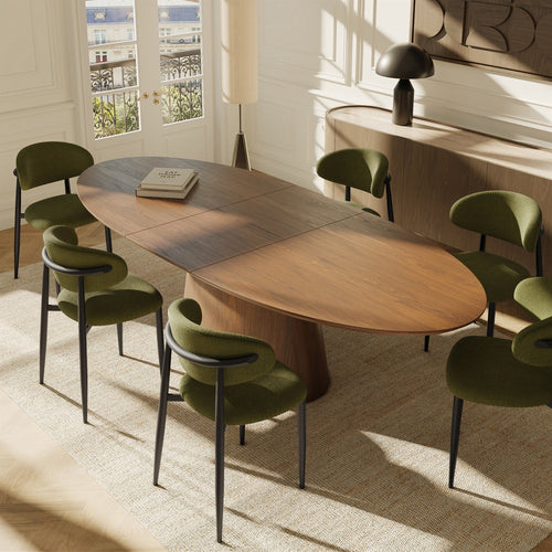 Premium Interiors - Set van 2 stoelen LINA - zacht aanvoelende geweven stof vintage groen 52cm