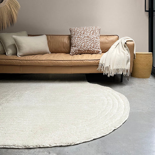 Malagoon vloerkleed Mokoh - gebroken wit - 177x178cm 80% wool 20% cotton (100% wool tufted)