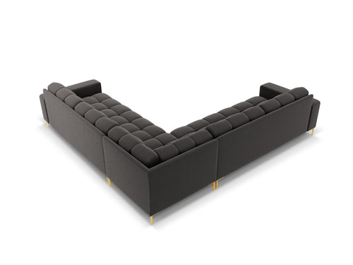 Cosmopolitan Design Symmetrische hoekbank Bali 6-zits, flueel, donkergrijs - 256x256x75cm