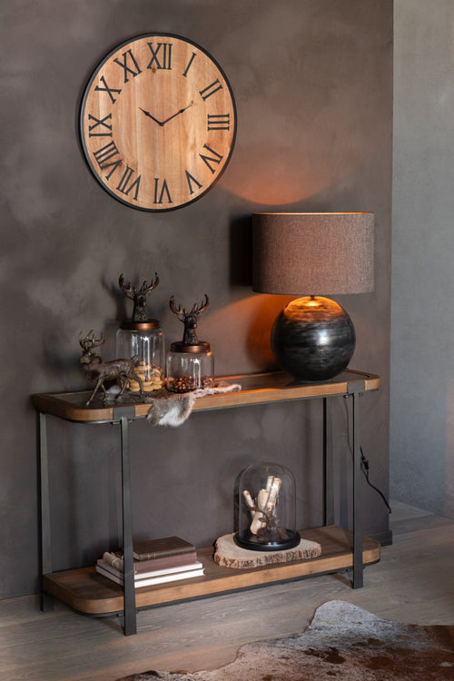 J-Line klok Nue - mdf/ijzer - naturel - large - Ø 60 cm