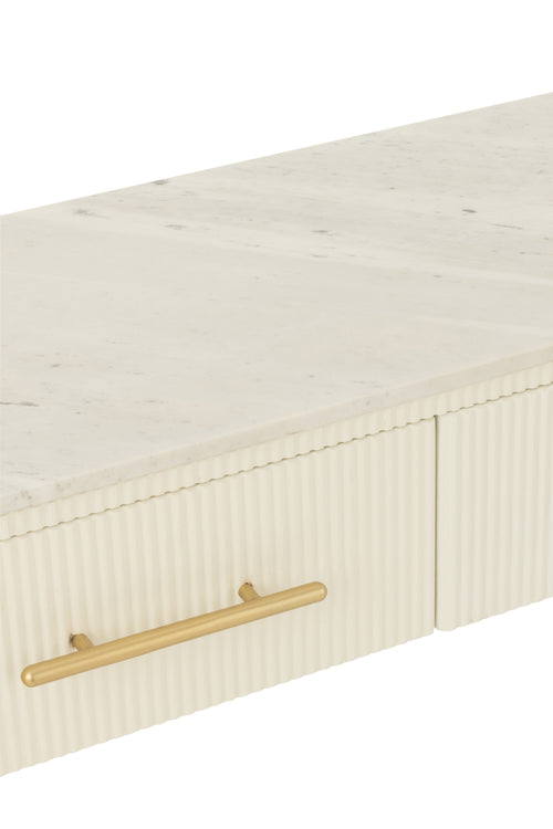 J-Line console Marmer - hout/metaal - wit/goud