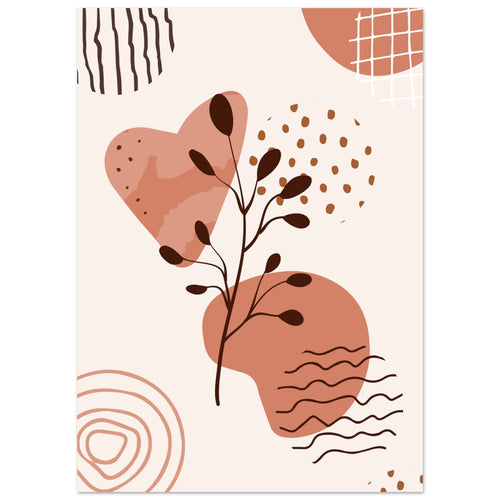 Artfulprints Poster Boho – Nature swirl   - 50x70 cm - Bruin