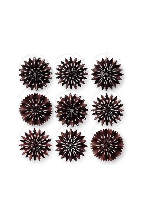 vtwonen - Kerststerren - Papier - Donkerbruin - 10 cm - Set van 9