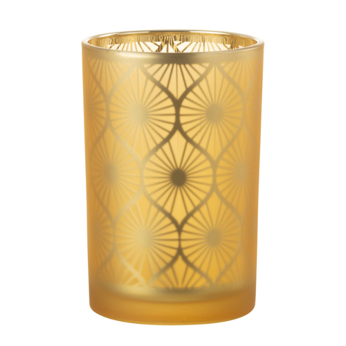 J-Line windlicht Ruit Bloemen - glas - geel - large - vtwonen shop