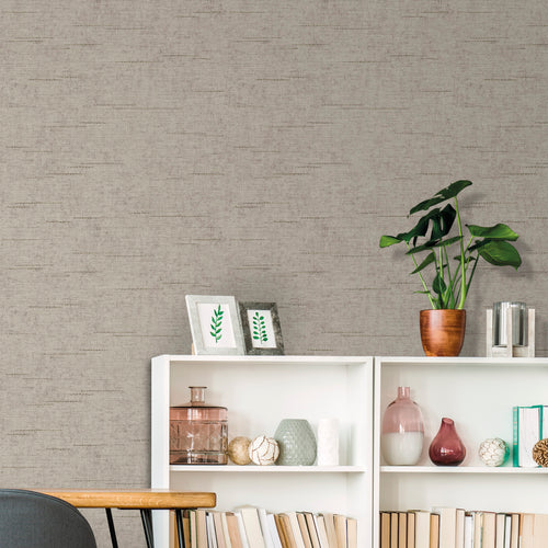 Sanders & Sanders behang geweven structuur donker beige - 53 cm x 10 m - 640539 - vtwonen shop