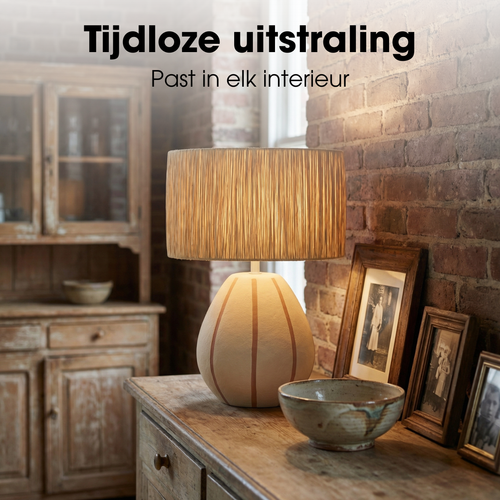 Mica Decorations Denton Tafellamp Woonkamer - Lamp Decoratief met Lampenkap - Bureaulamp Tafellampen Woonkamer - 33 x 22,5 x 47 cm - Keramiek, Metaal,