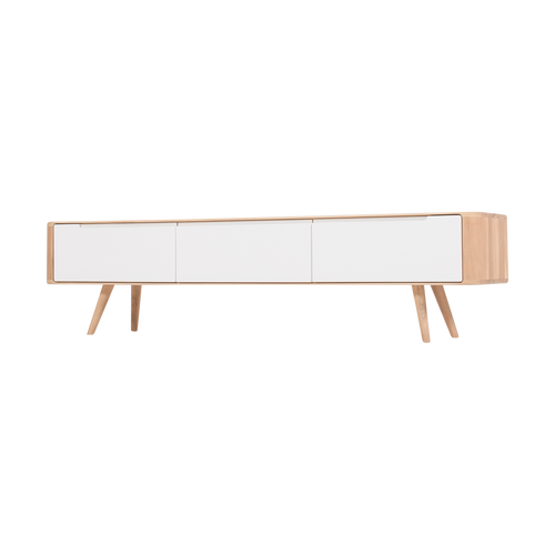 Gazzda Ena lowboard houten tv meubel whitewash - 180 x 42 cm - vtwonen shop