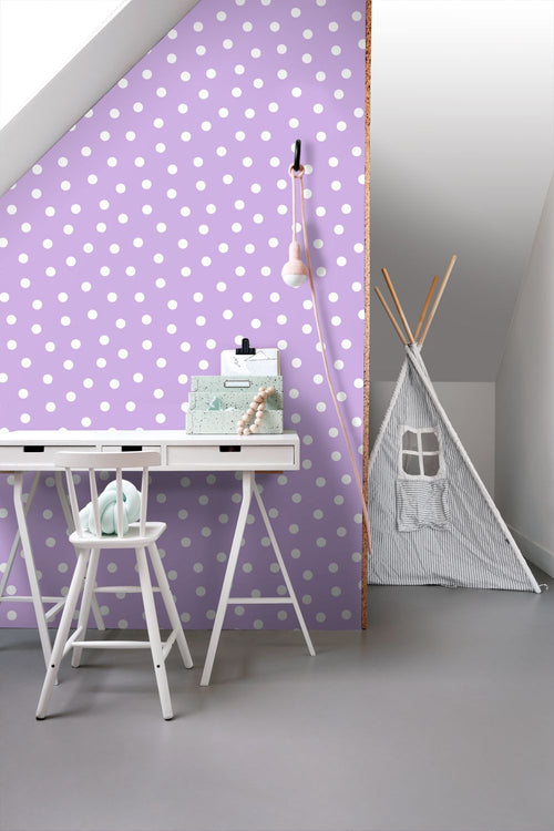 ESTAhome behang stippen paars - 50 x 900 cm - 131798