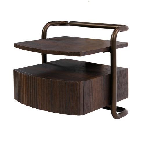 Giga Living Nachtkastje Bend - Donkerbruin Hout - 40x35x35cm