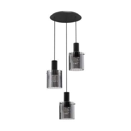 Nova Luce MIRBI Hanglamp met clusterontwerp, rookgrijs, zandkleurig zwart, E27 fitting, 3x12W