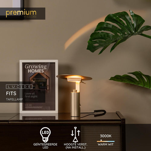 Lucide tafellamp FITS - Geïntegreerde LED - Mat Goud / Messing - vtwonen shop