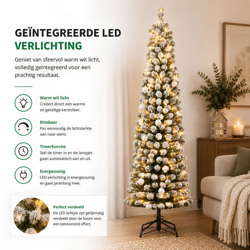Black Box Trees Charlton Kerstboom met Warm Witte LED Verlichting - Kunstboom met Scharnierconstructie voor Snel Opzetten - Kerstversiering voor