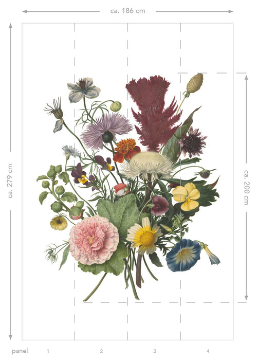 ESTAhome fotobehang boeket groen, roze, geel en paars - 186 x 279 cm - 158911 - vtwonen shop