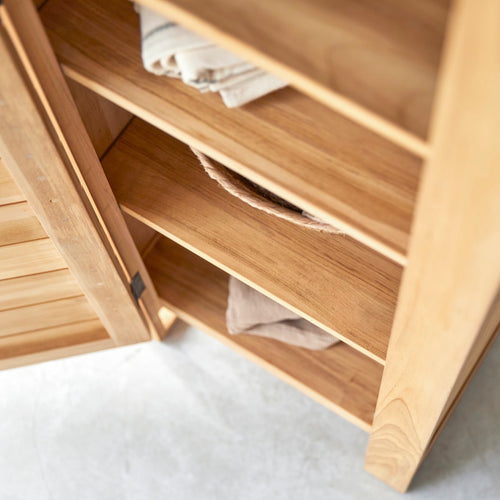 Tikamoon Enkele kolomkast van massief teakhout - Naturel