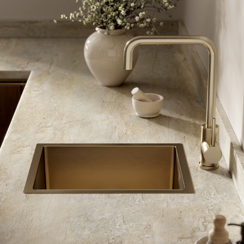 LOMAZOO Spoelbak Keuken Goud Lunara - 30 x 36 cm - RVS