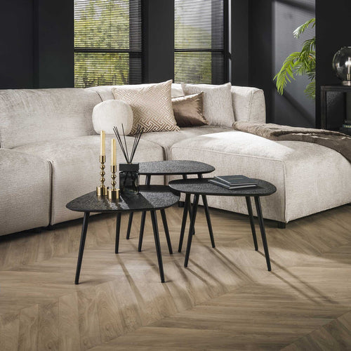 Giga Meubel Salontafel Metallic - Zwart Metaal - Set van 3 - 62x51x36cm