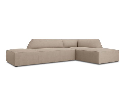 Micadoni rechter hoekbank Ruby 4-zits, structurele stof, donkerbeige - 180x273x69cm