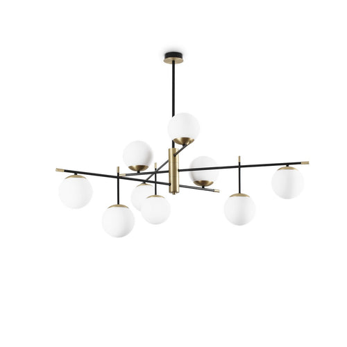 Ideal Lux GOURMET 9 lichts Globe Multi Arm Semi Flush Plafondlamp Zwart