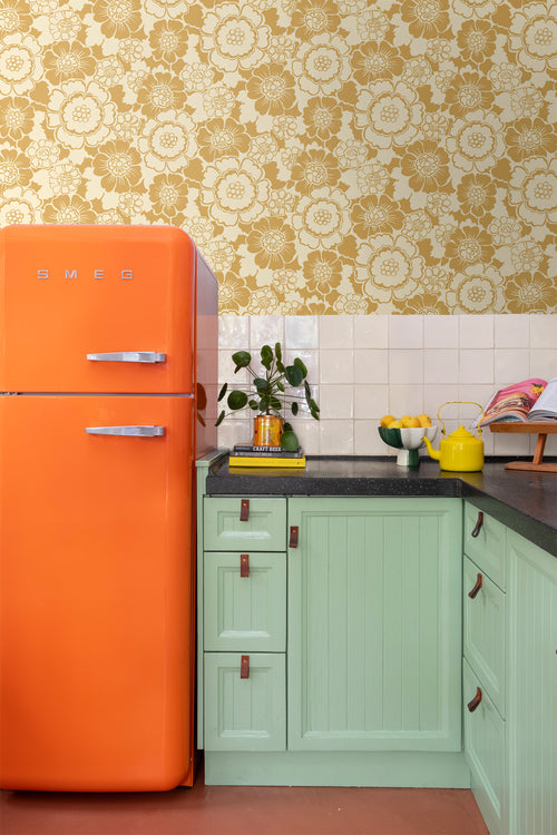 ESTAhome behang retro bloemen geel - 50 x 900 cm - 131523 - vtwonen shop