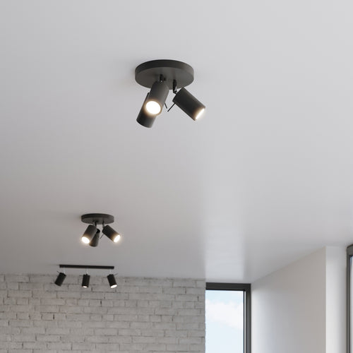 Sollux Lighting Plafondlamp RING 3P zwart - 20x20x18cm