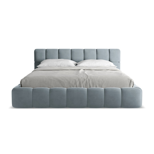 LaMiaSofa Bed met opbergruimte Roma - velours - lichtblauw - 200x228x82