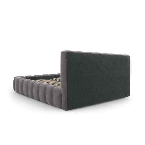 Cosmopolitan Design - Opbergbed met hoofdeinde Palma 200x140cm flueel grijs - 230x165x94cm