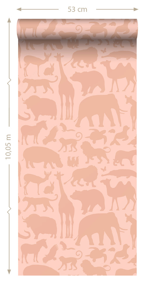 ESTAhome behang dieren terracotta roze - 53 cm x 10.05 m - 139789 - vtwonen shop