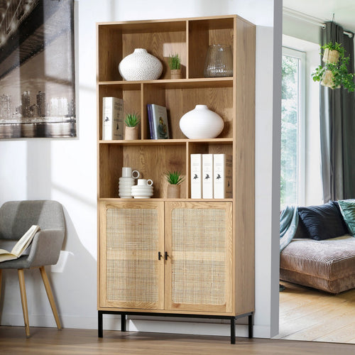 Calicosy - JAYA Boekenkast Woonkamer - Licht hout - 35x80x175 cm