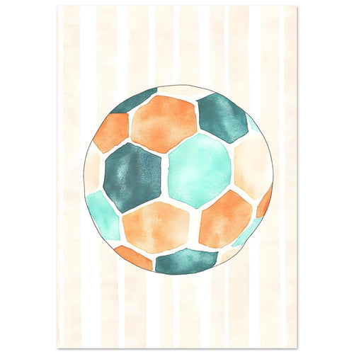 Artfulprints  Blauw oranje voetbal   poster A4 21x29.7 cm - vtwonen shop