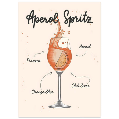 Artfulprints  Aperol Spritz cocktail II – Illustratie   poster 50x70 cm - vtwonen shop