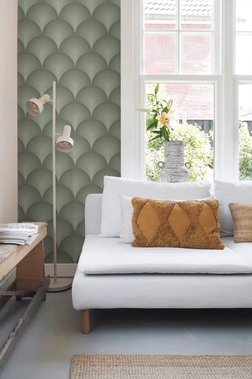 ESTAhome behang 3D-motief olijfgroen - 50 x 900 cm - 131121 - vtwonen shop