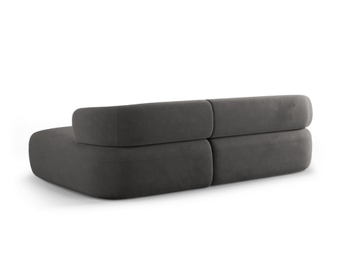 Micadoni rechter hoekbank Jenny 5-zits, flueel donkergrijs - 145x225x73cm