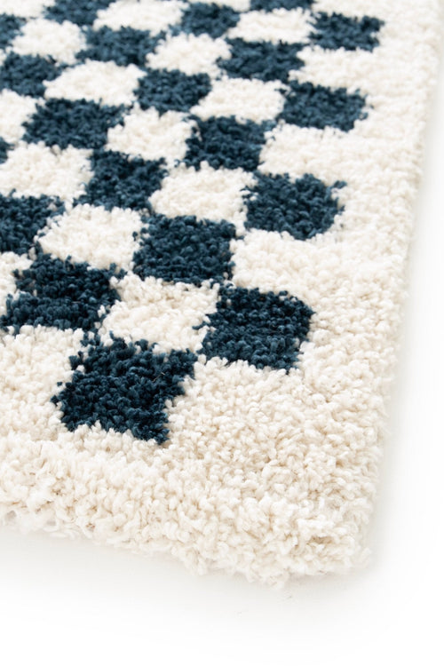 AFK Living vloerkleed  Checkers - shaggy - blauw - 080x150 cm