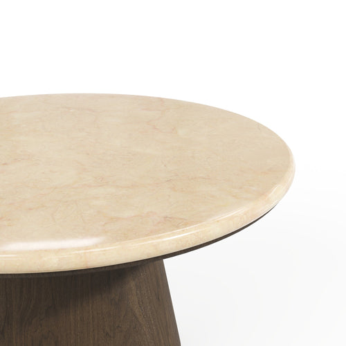 Premium Interiors - Salontafel VERO - multiplex en marmer beige marmer en donker notenhout 80cm