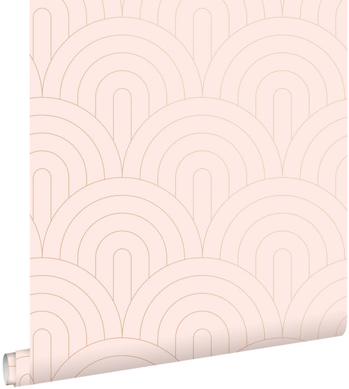 ESTAhome behang art deco bogen zacht roze en roségoud - 0,53 x 10,05 m - 139217 - vtwonen shop