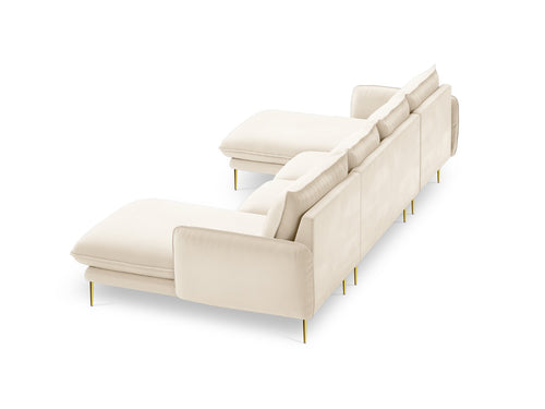 Cosmopolitan Design Panoramische bank Vienna 6-zits, flueel, lichtbeige - 170x350x95cm