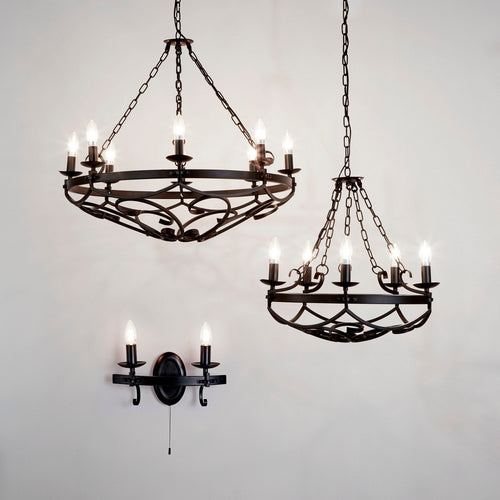 Searchlight CARTWHEEL - 2 Light Candle Wandlamp - Zwart