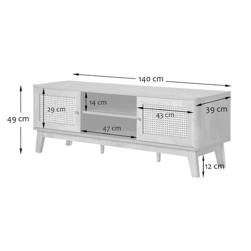 Calicosy - PALMO TV-meubel Woonkamer - Licht hout - 39x140x49 cm