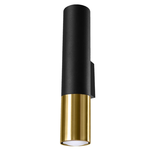 Sollux Lighting Wandlamp LOOPEZ zwart/goud - 6x8x29cm