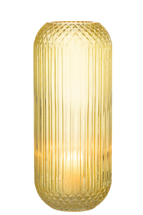 J-Line vaas Recht Geslepen - glas - geel - large - 36.5 cm hoog