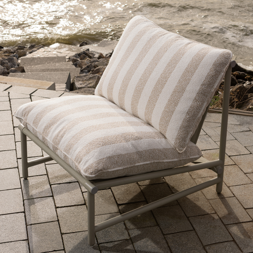 WOOOD loungestoel tuin gestreept Elvo - Aluminium - Wit/Zand - 75x82x75