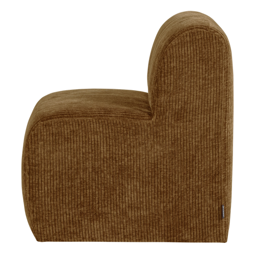 WOOOD eetbank 84 cm rugleuning Mojo Base - Rib - Honinggeel - 83x84x76