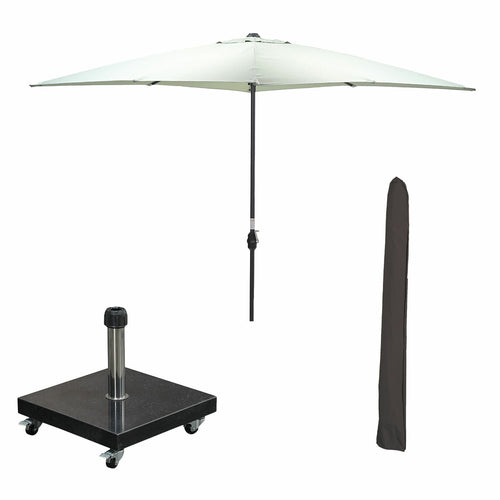 Garden Impressions stokparasol Lotus olijf 250x250 cm met 40kg Eureka voet en hoes