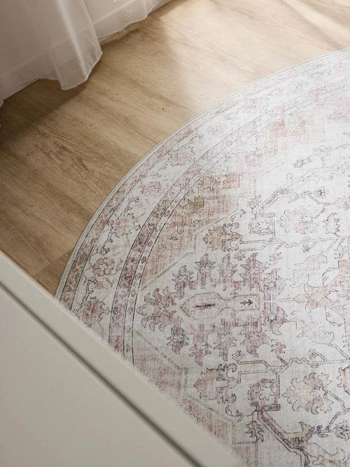 benuta wasbaar vloerkleed George - roze/beige - ø 120 cm