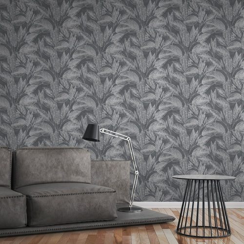 A.S. Création behang bloemmotief zwart, zilver en grijs - 53 cm x 10.05 m - AS-378364 - vtwonen shop