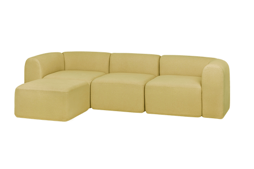 noo.ma Flom hoekbank 3-zits Yellow Pear - modulair, zacht zitcomfort