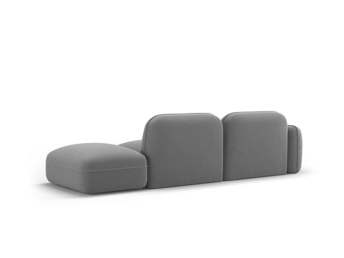 Cosmopolitan Design Rechte modulaire bank Sydney 3-zits, flueel, lichtgrijs - 90x295x70cm