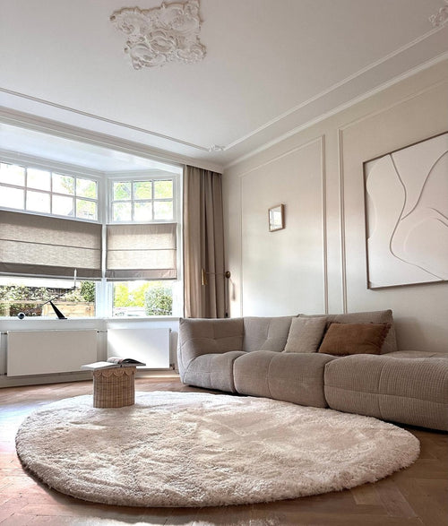 Organisch hoogpolig vloerkleed Odelia beige/wit - Interieur05 - 150 x 80 cm